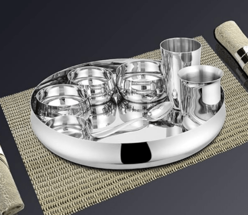Shri & Sam Stainless Steel Belly Thali Set of 1 People, 8 Pieces - Image 2
